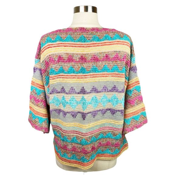 Vintage 80’s Bonnie Boerer & Company Tribal Print Boatneck Sweater - Picture 4 of 5